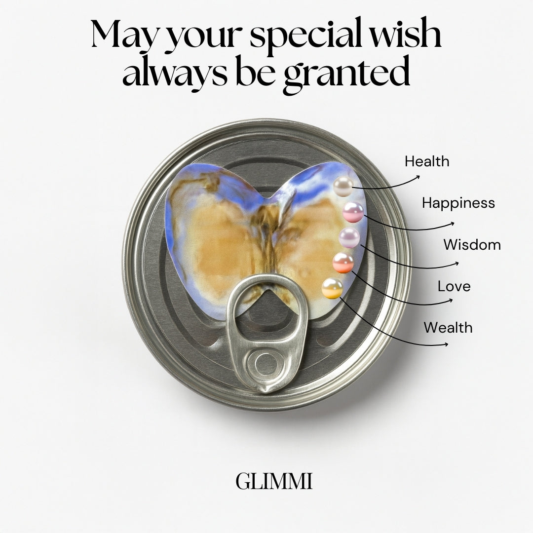 Handicraft Metal Wish Love Pearl in Oyster Pendant Necklace