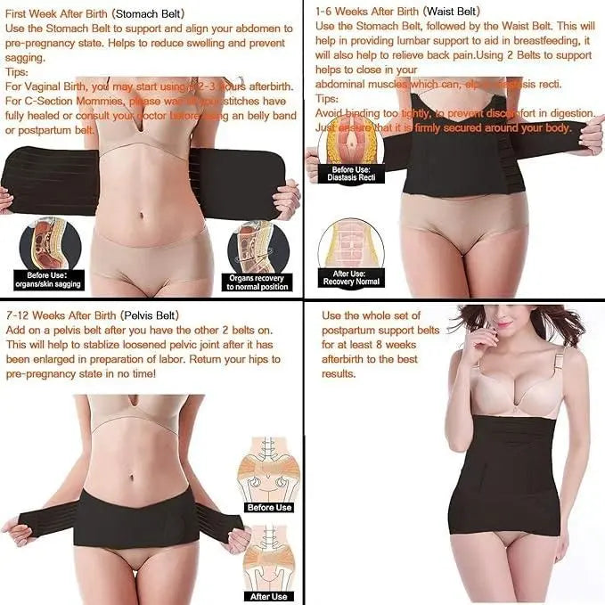 3-in-1 Postpartum Belly Band – Abdominal Belt for Post-Pregnancy Recovery