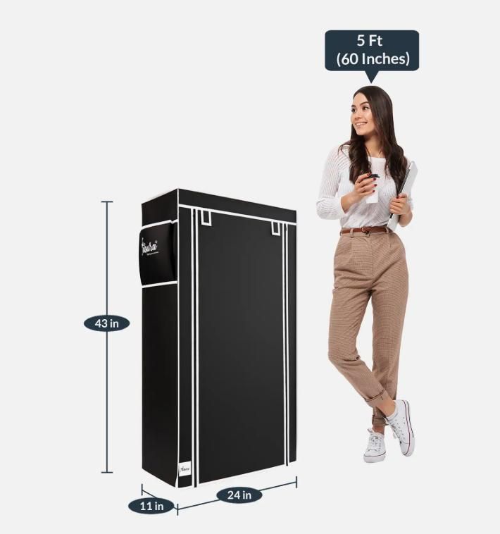 6 Rack Collapsible Wardrobe Cabinet | Portable Clothes Organizer & Shoe Rack | Multi-Purpose Storage Closet with Zipper