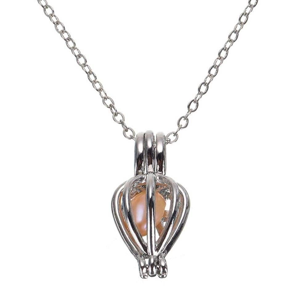 Handicraft Metal Wish Love Pearl in Oyster Pendant Necklace