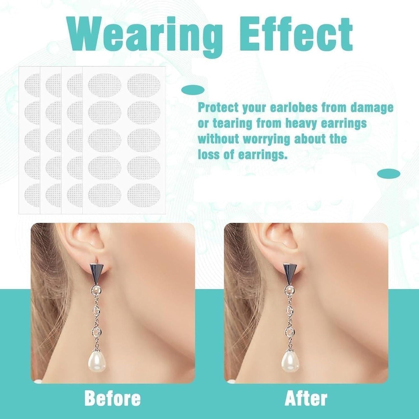 200 Pcs Premium Earlobe Support Patches for Heavy Earrings Pack of 2
