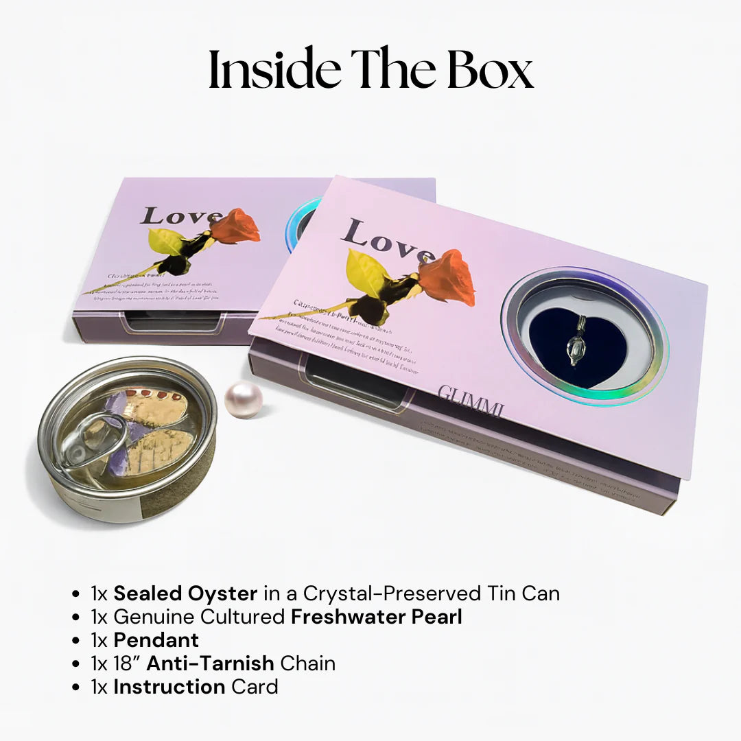 Handicraft Metal Wish Love Pearl in Oyster Pendant Necklace