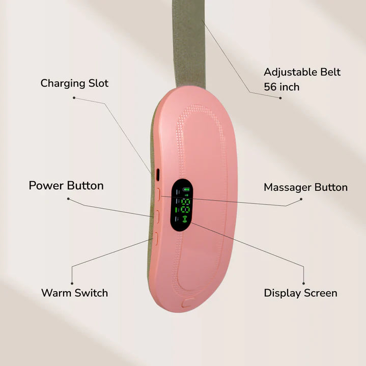 Period Cramp Massager Belt with Heat & Vibration