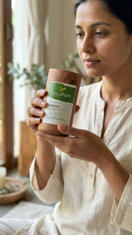 Vijaysar Wood Glass — Natural Sugar Balance, the Ayurvedic Way