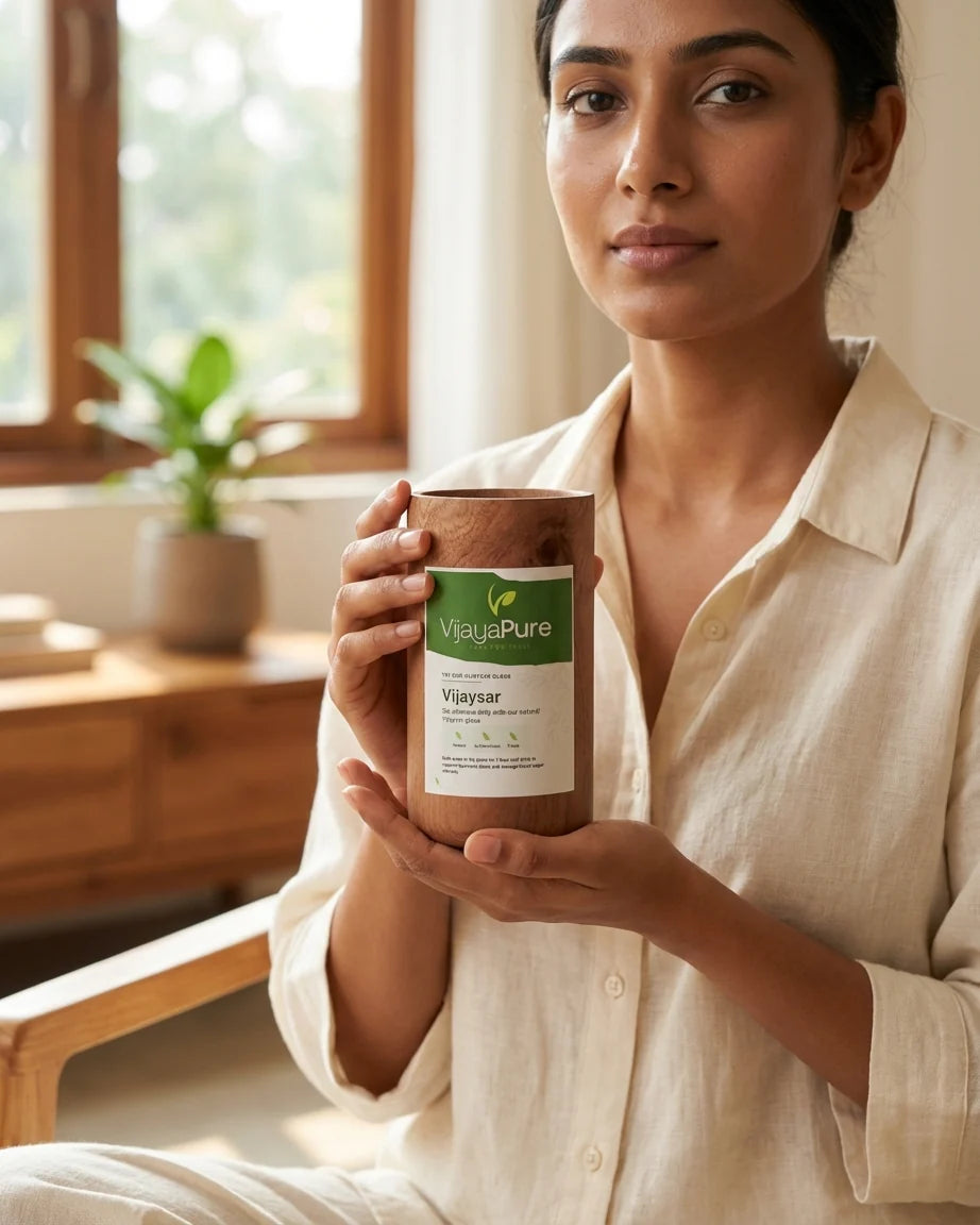Vijaysar Wood Glass — Natural Sugar Balance, the Ayurvedic Way